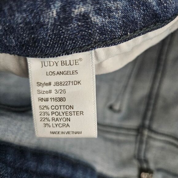Judy Blue Skinny Fit Capri Jeans Women's 3/26 (28x19.5) Blue Mid-Rise Distressed - Picture 3 of 10